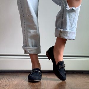 Franco Sarto black suede loafer